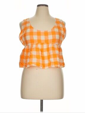Anthropologie Orange and Whute Gingham Tank Nwt